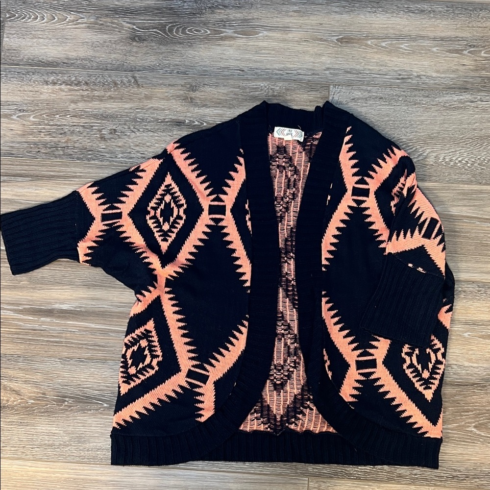 Pink Rose Navy and Pink Aztec Cardigan